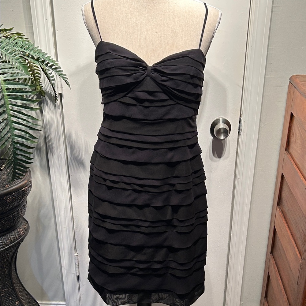Calvin Klein Black Layered Midi Dress